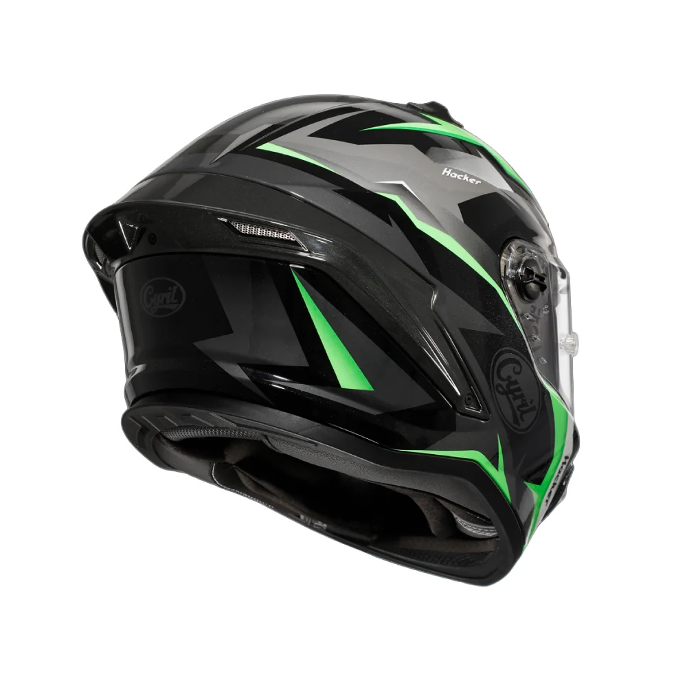 Black Green Geometric Cyril Helmet Motorcycle
