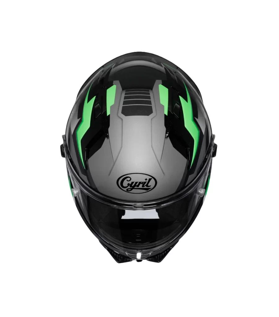 Black Green Lightning Cyril Helmet Front Motorcycle