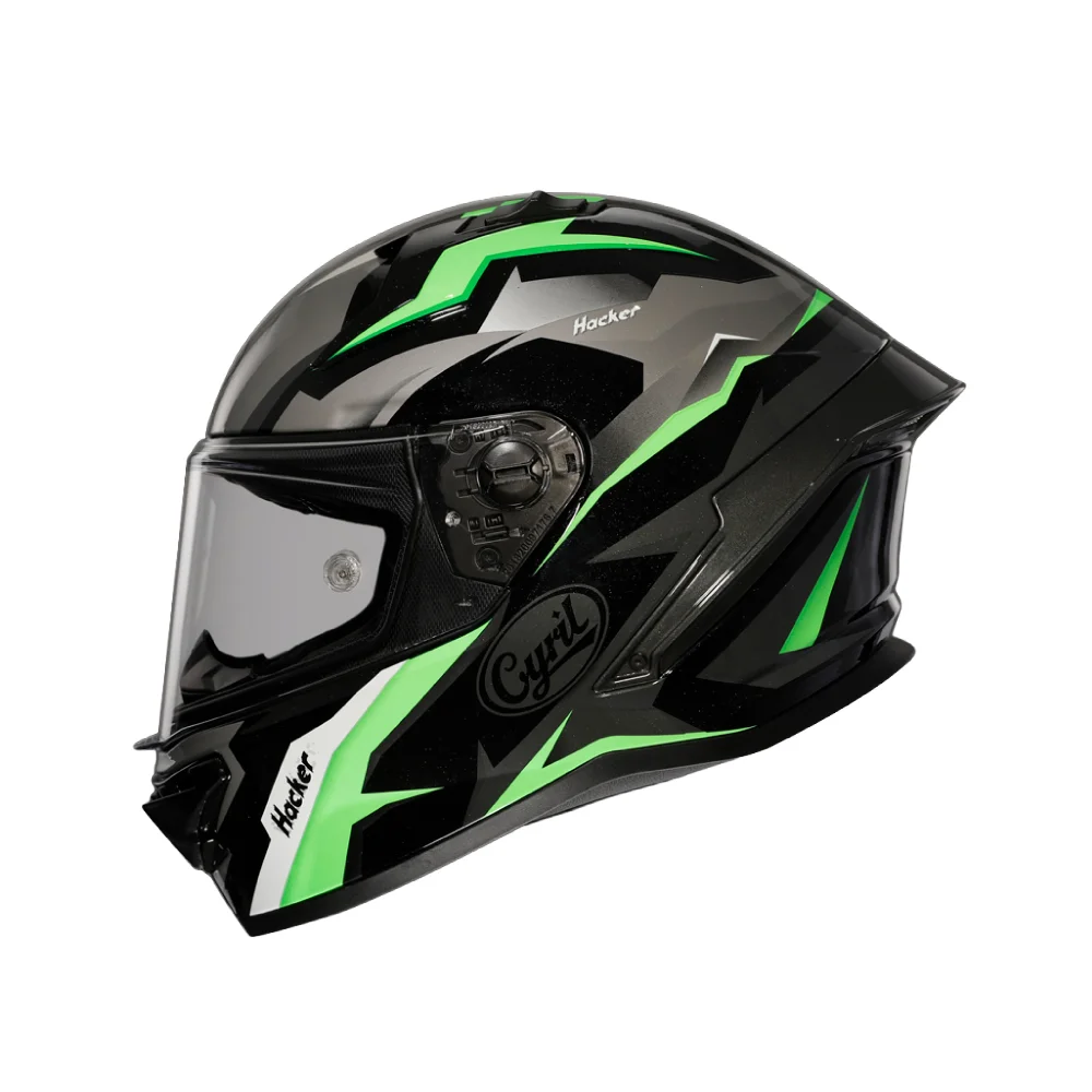 Black Green White Lightning Cyril Helmet Motorcycle