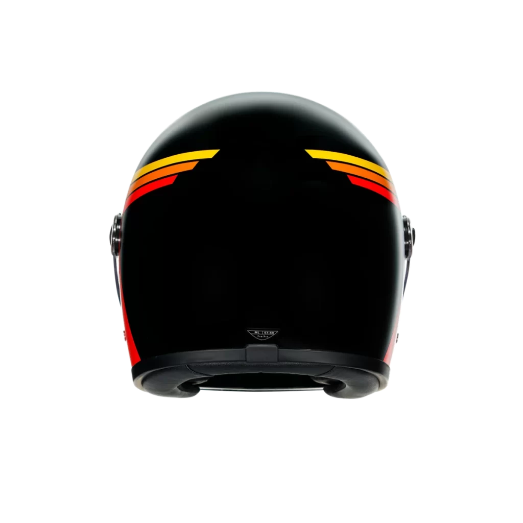 Black Helmet Orange Yellow Stripes