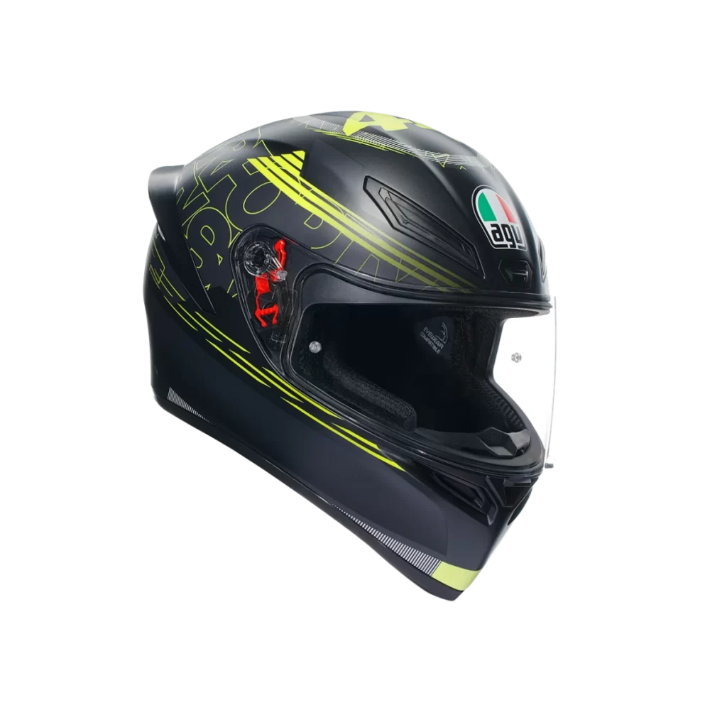 Black AGV Helmet Yellow Racing Style