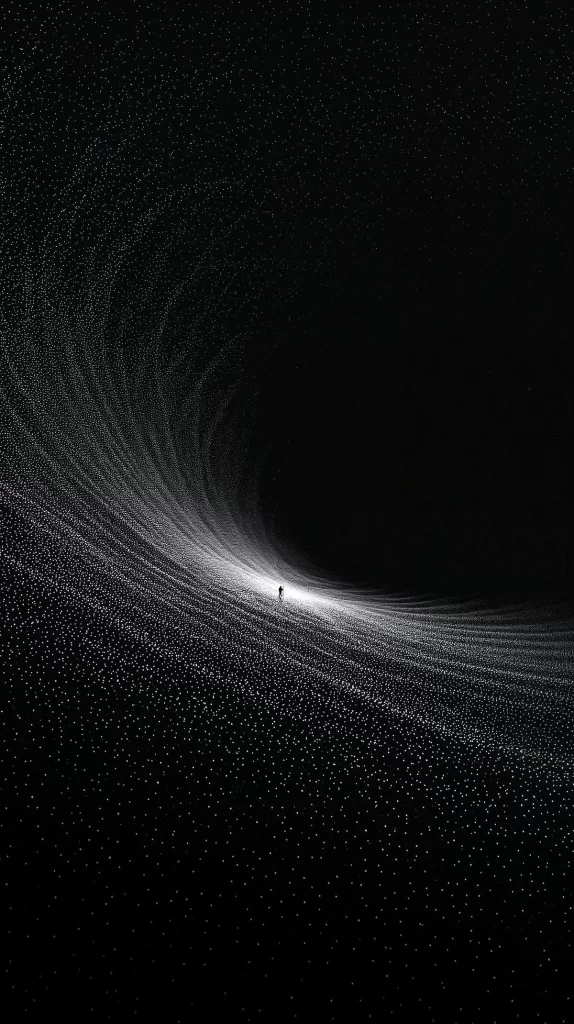 Black Hole White Particles Dark Abstract