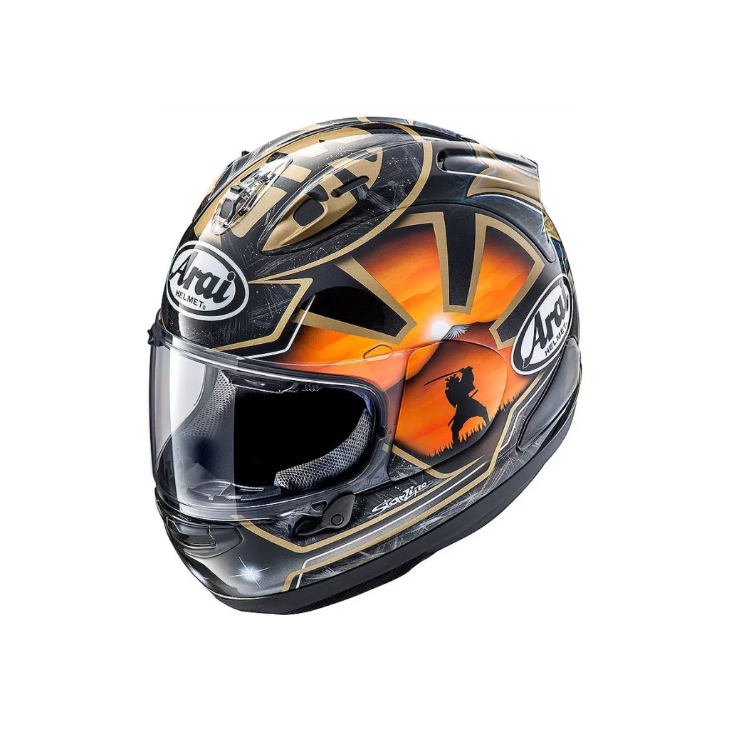 Black Orange Sunburst Arai Helmet Motorcycle