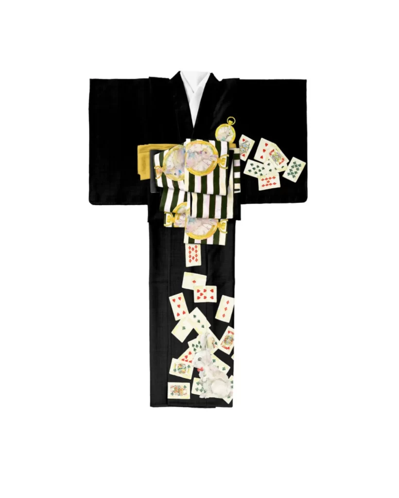 Black Playing Cards Pocket Watch Kimono