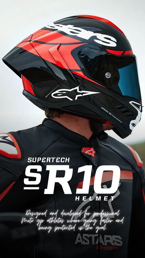 Black Red Carbon Fiber Alpinestars Helmet Motorcycle