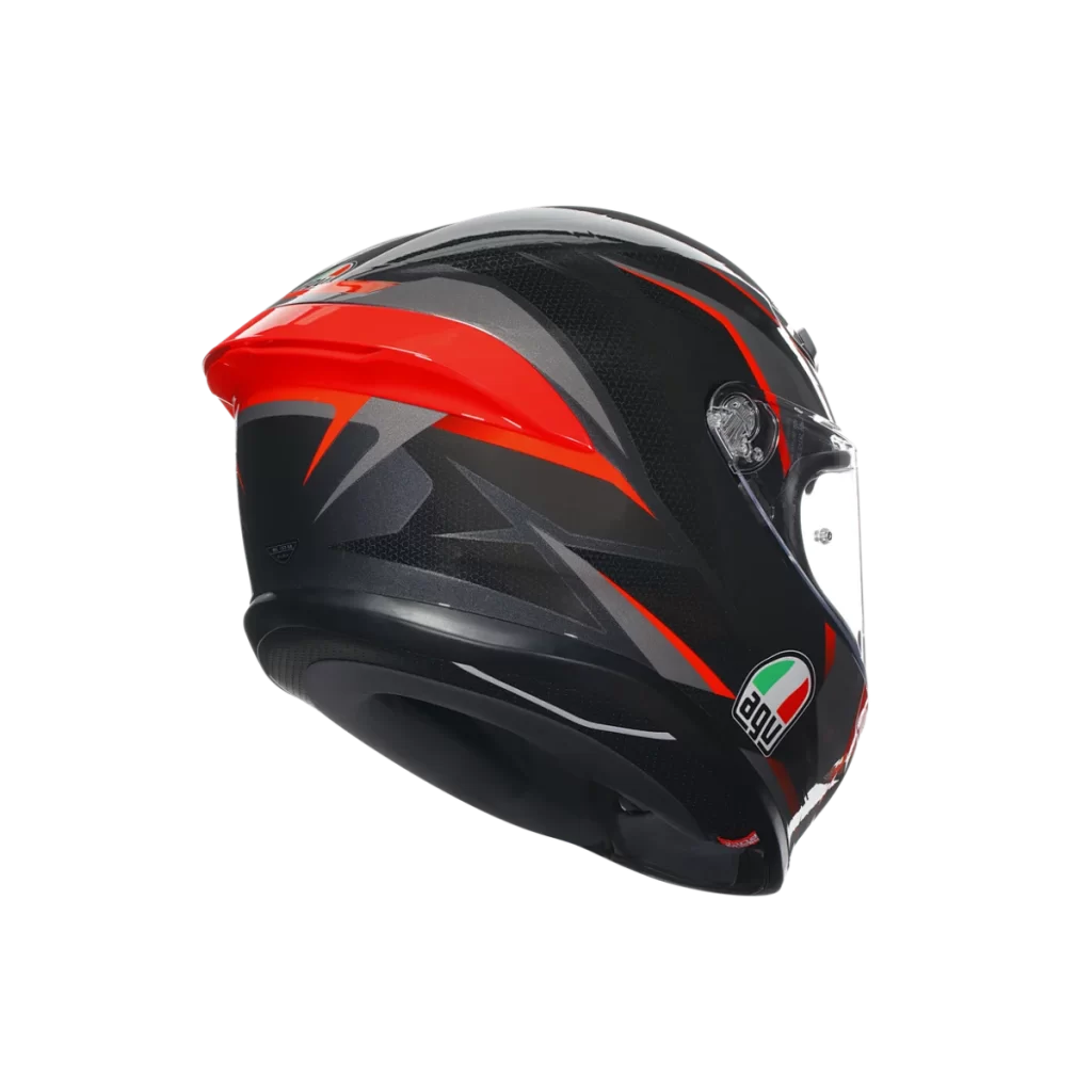 Black Red Carbon Helmet Rear View