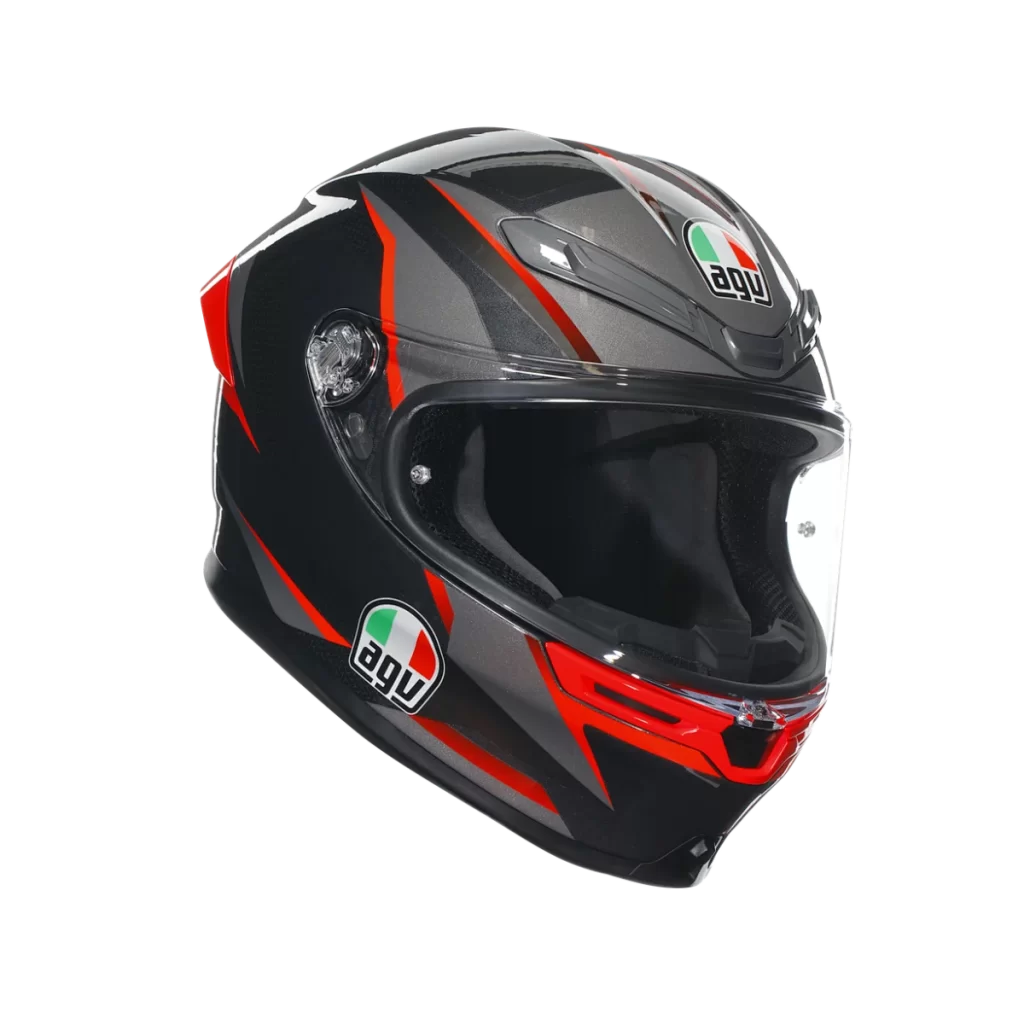 Black Red Gray Helmet Front View