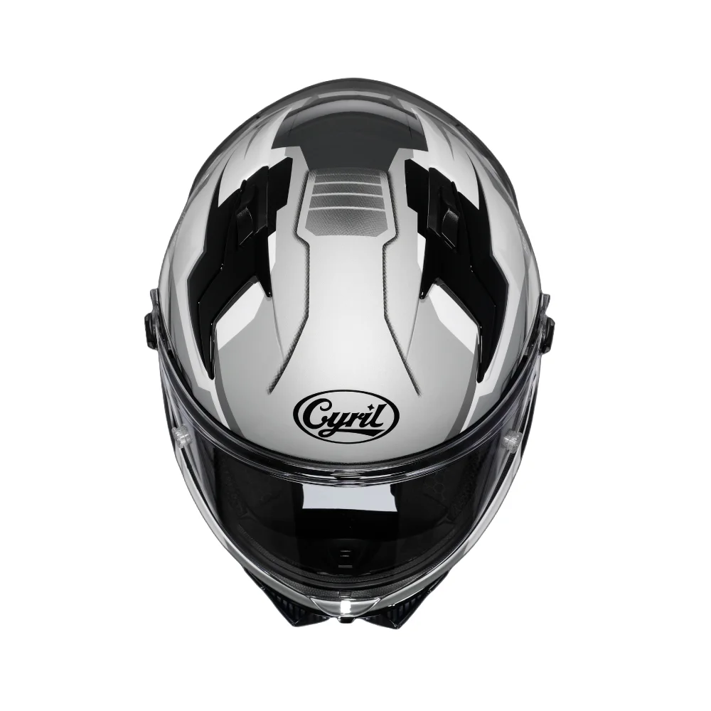 Black White Cyril Helmet Front Motorcycle