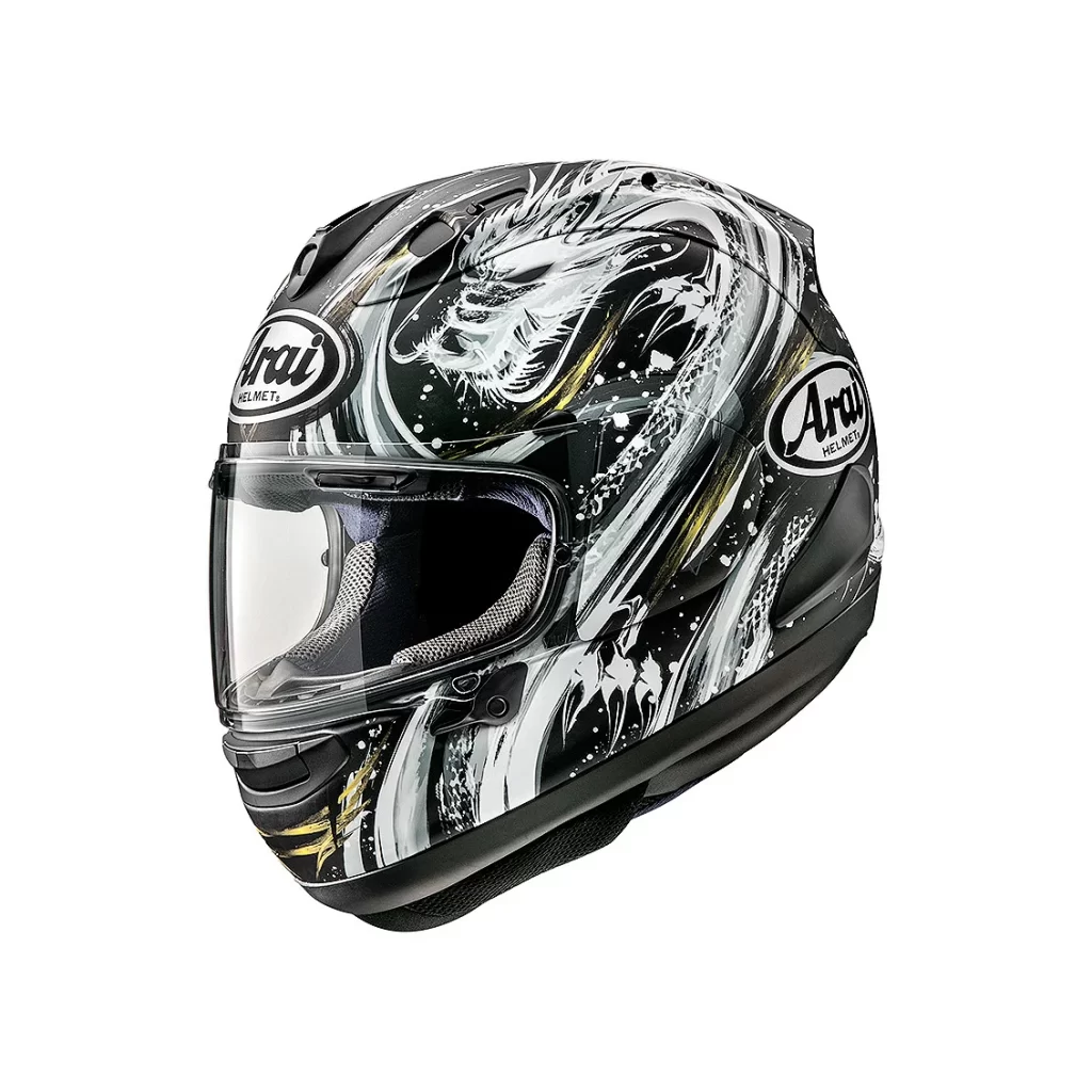 Black White Dragon Arai Helmet Motorcycle