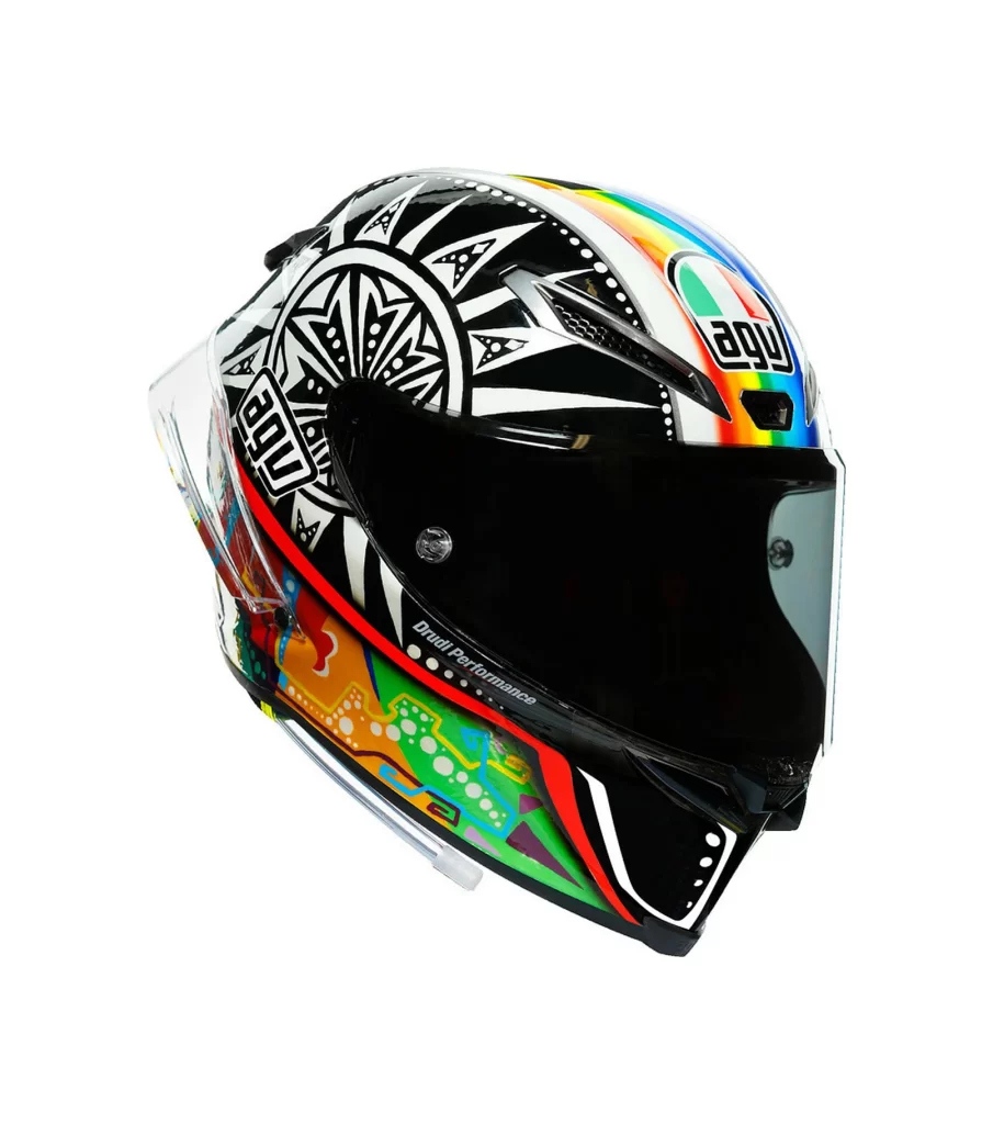 Black White Sunburst AGV Helmet Motorcycle