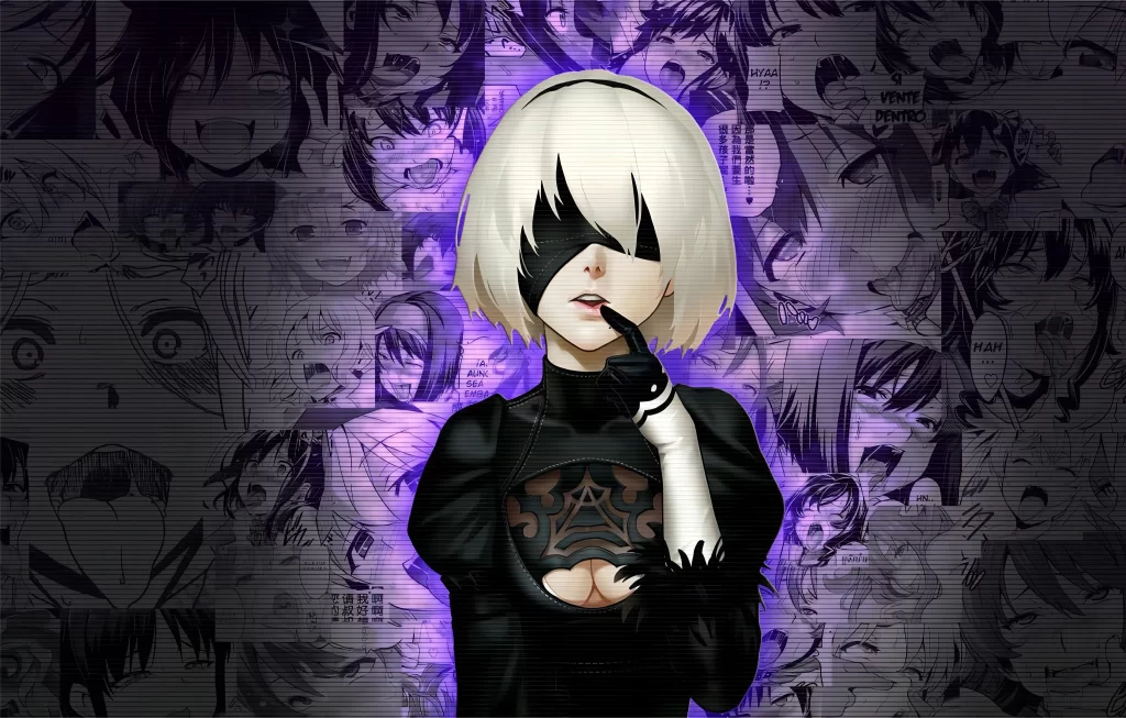 Blonde Character Black Outfit Purple Glow