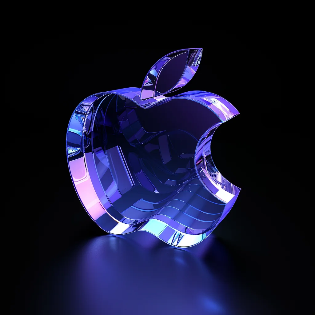 blue 3D structure apple transparent logo