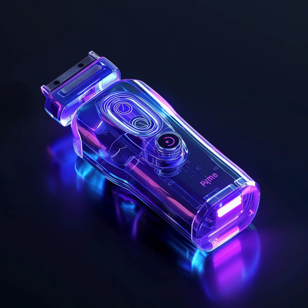 blue 3D structure electric transparent shaver