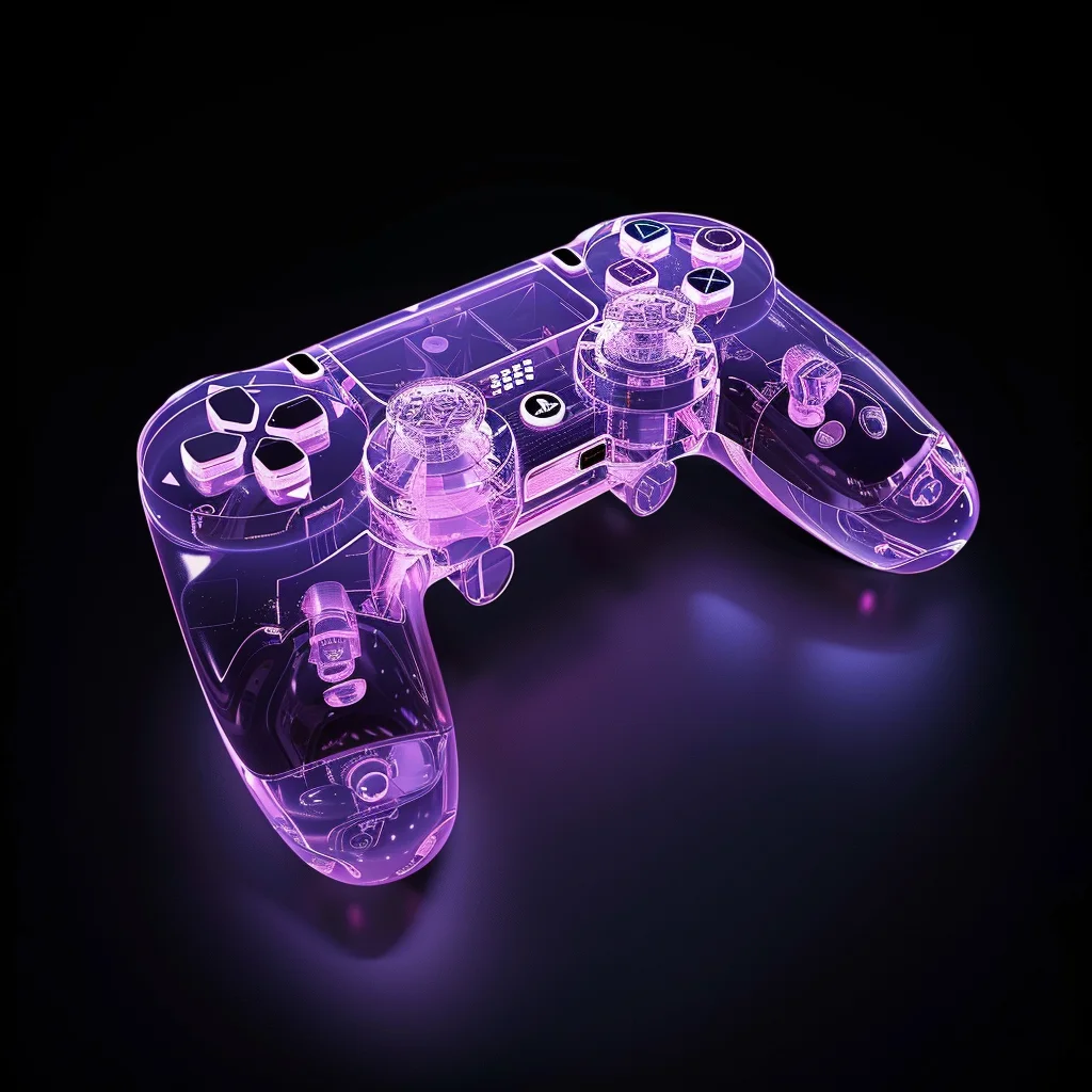 blue 3D structure game purple transparent gamepad
