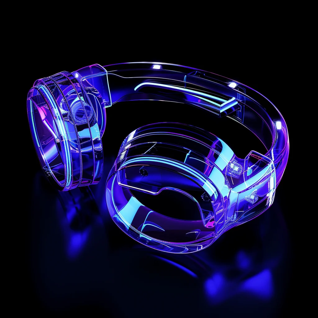 blue 3D structure headset transparent