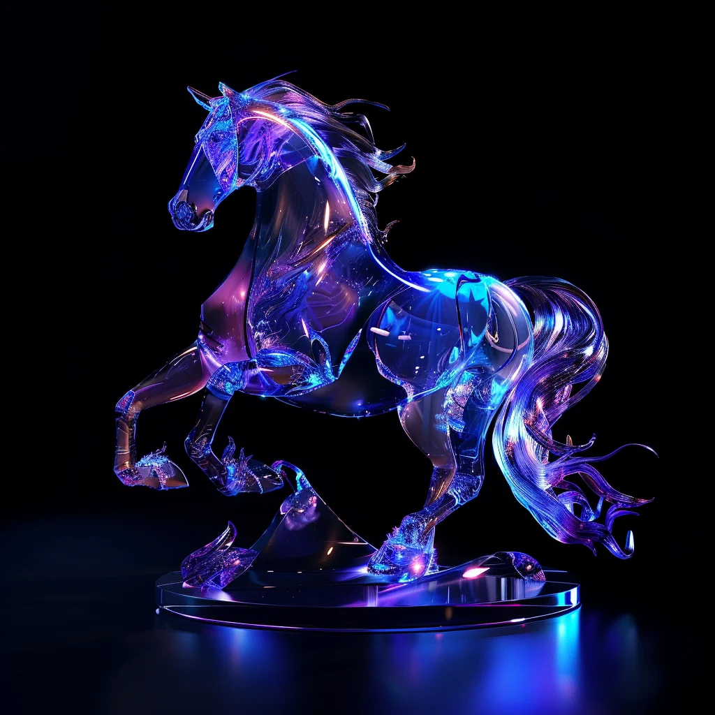 blue 3D structure horse transparent