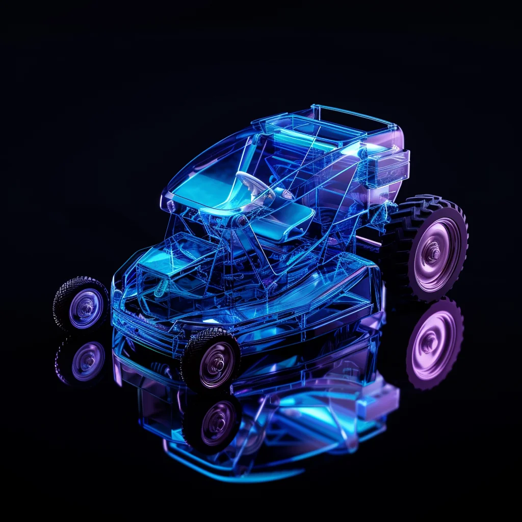 blue 3D structure lawn transparent Mower