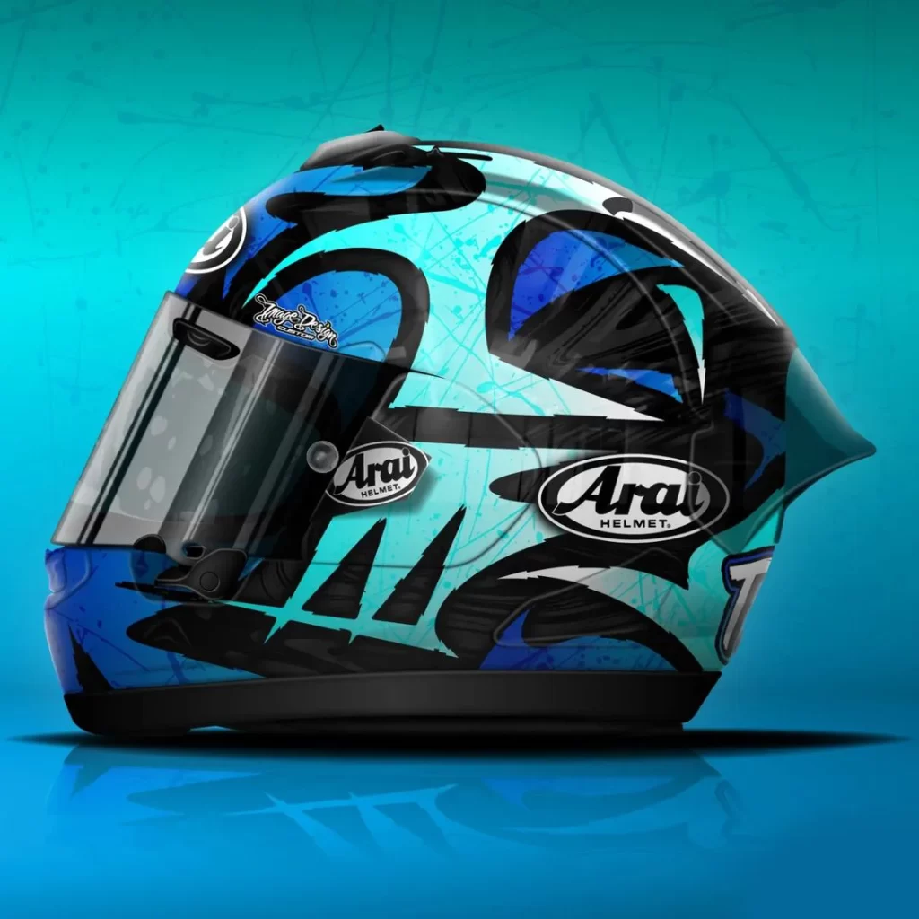 Blue Black Graffiti Arai Helmet Motorcycle