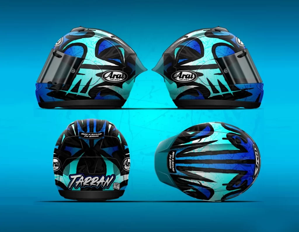 Blue Black Tribal Arai Helmet Motorcycle