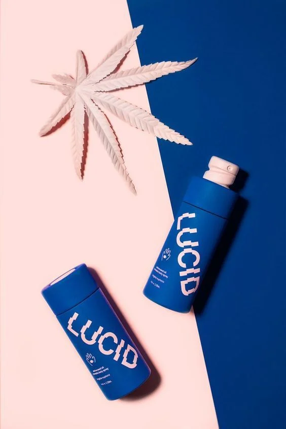 Blue Bottle Cannabis Leaf Design Skincare