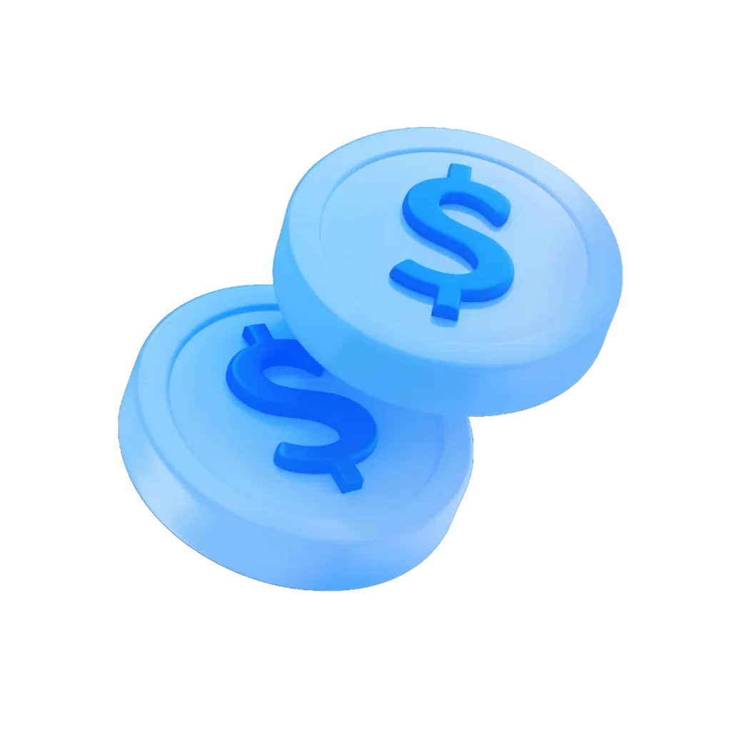 Blue Coins Dollar Sign