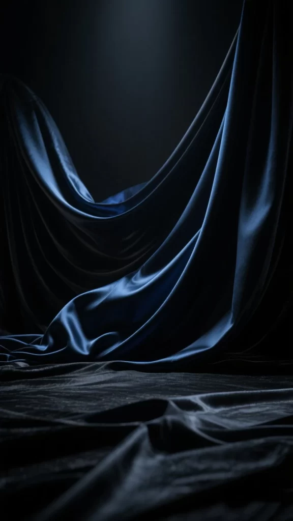 Blue Fabric Dark Flowing Dramatic Elegant