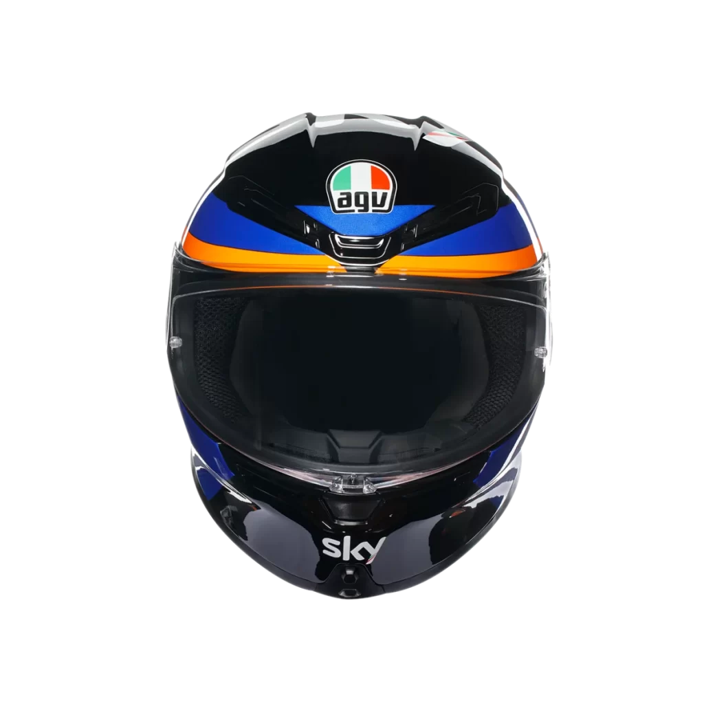Blue Orange Black AGV Helmet Racing