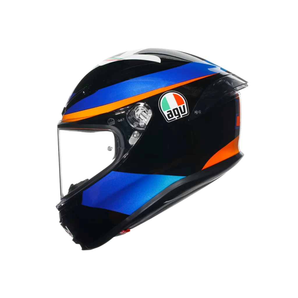 Blue Orange Helmet Three Quarter