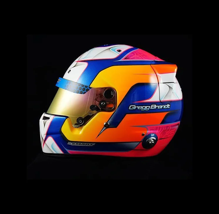 Blue Orange Yellow Racing LS2 Helmet Motorcycle