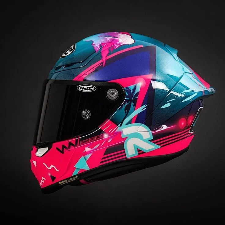 Blue Pink HJC Helmet Motorcycle