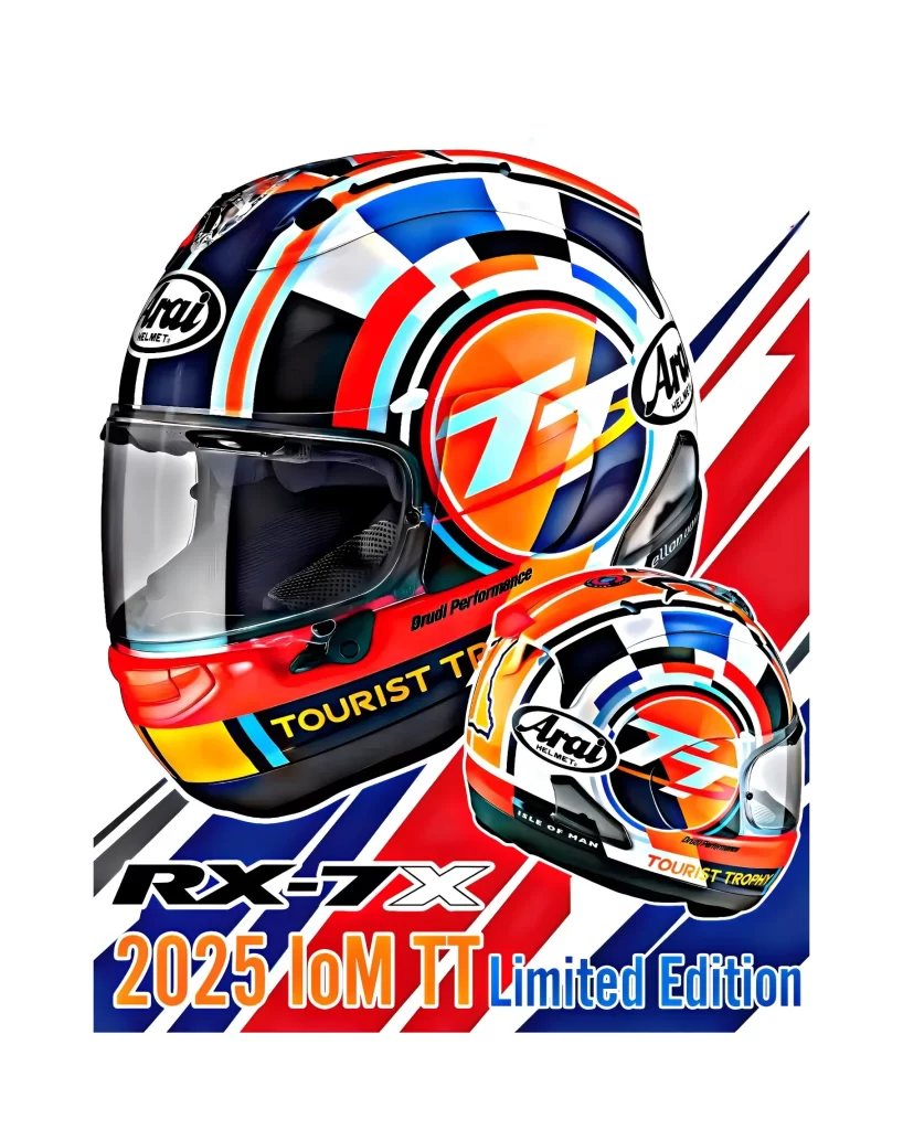 Blue Red Orange Checkered Arai Helmet Motorcycle