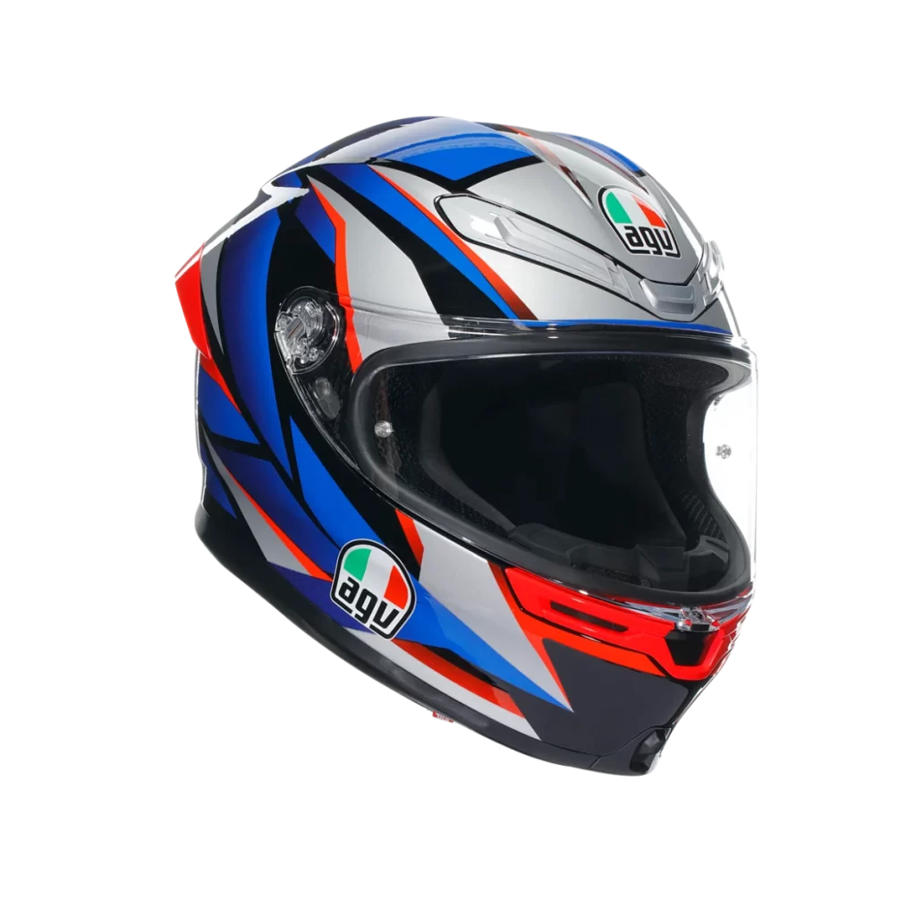 Blue Red White AGV Helmet Racing