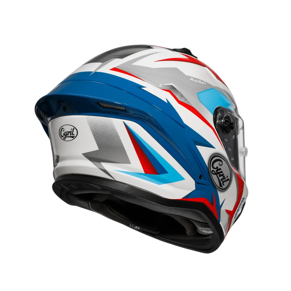Blue White Red Geometric Cyril Helmet Motorcycle
