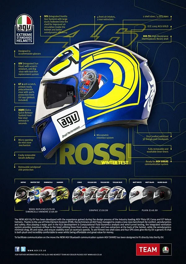 Blue Yellow Racing AGV Helmet Motorcycle