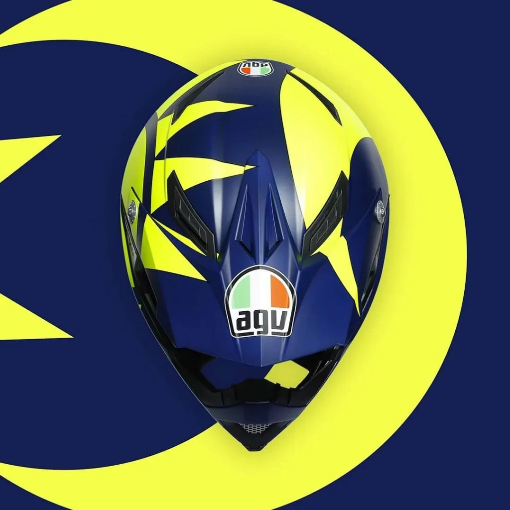 Blue Yellow Star AGV Helmet Motorcycle
