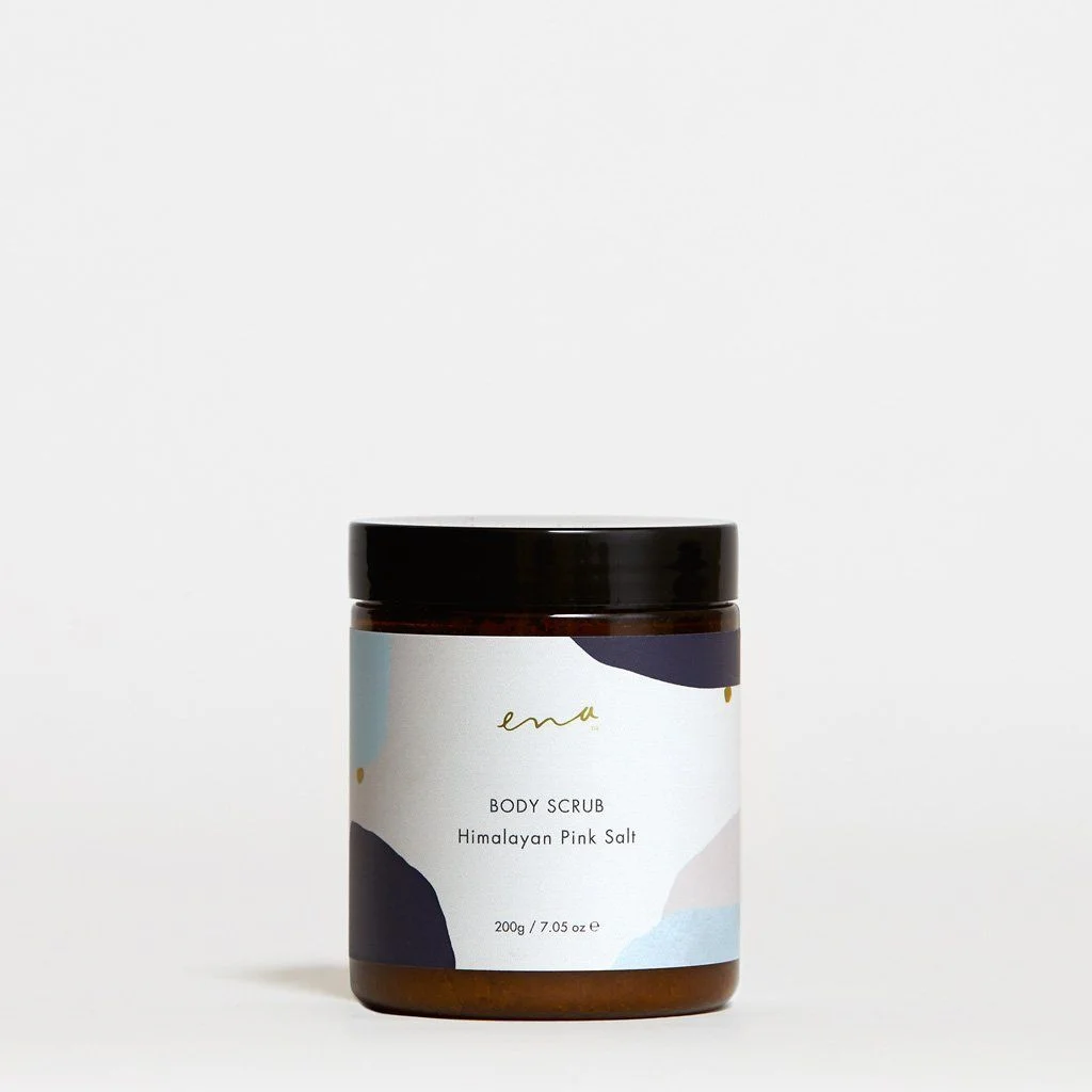 Body Scrub Jar White Abstract Design Skincare