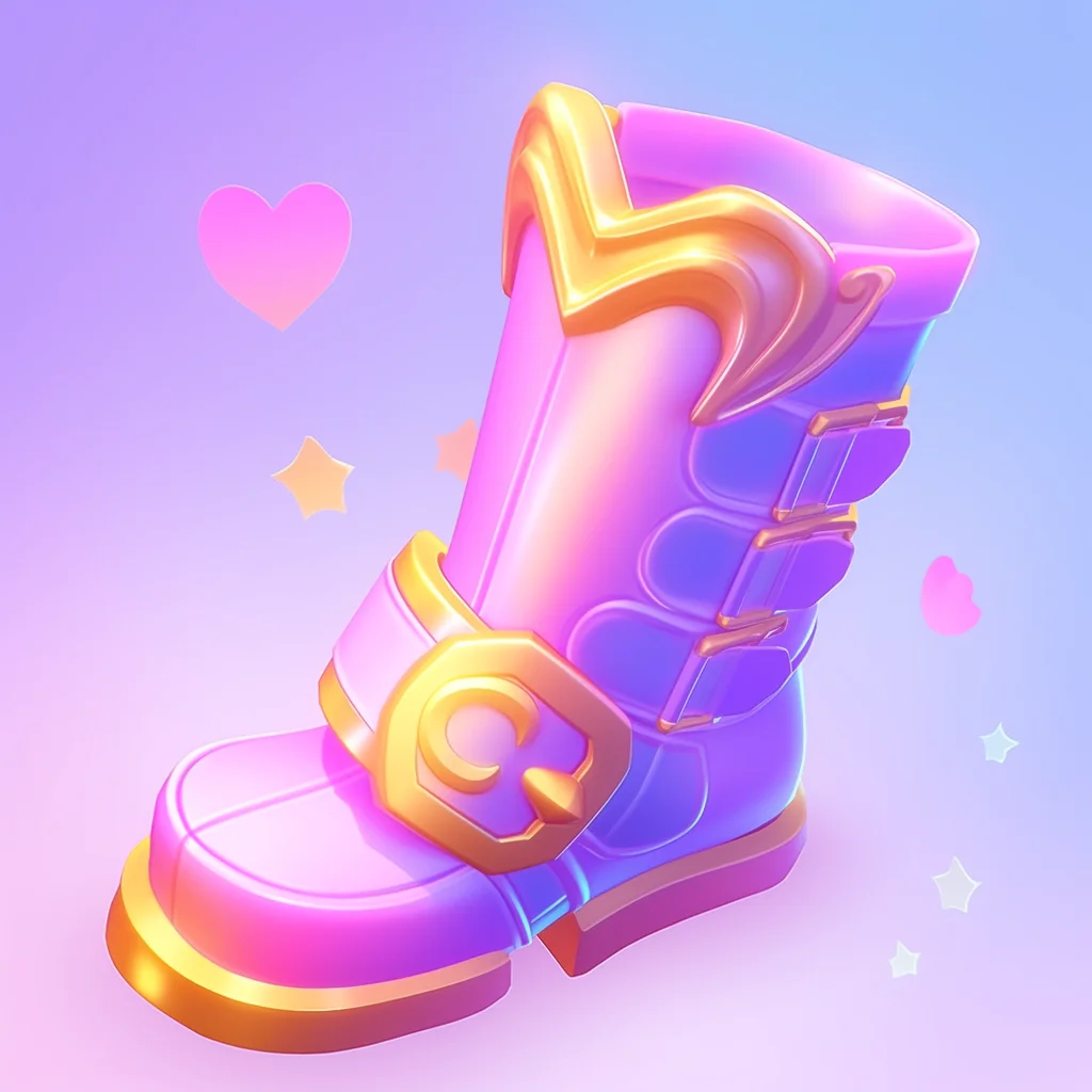 boots golden 3D icon game cartoon cute lovely