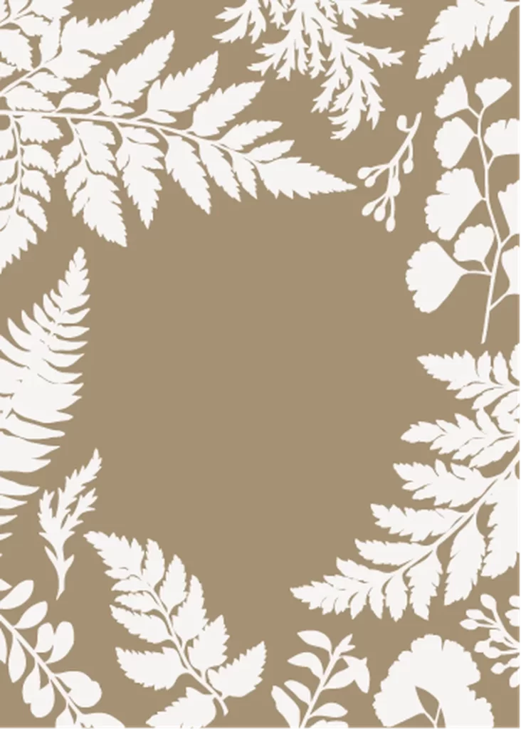 Botanical Fern Leaves Symmetric Arrangement Beige