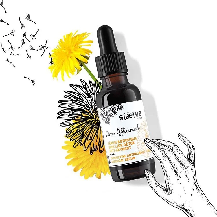 Botanical Serum Glass Amber Dropper Natural Illustration