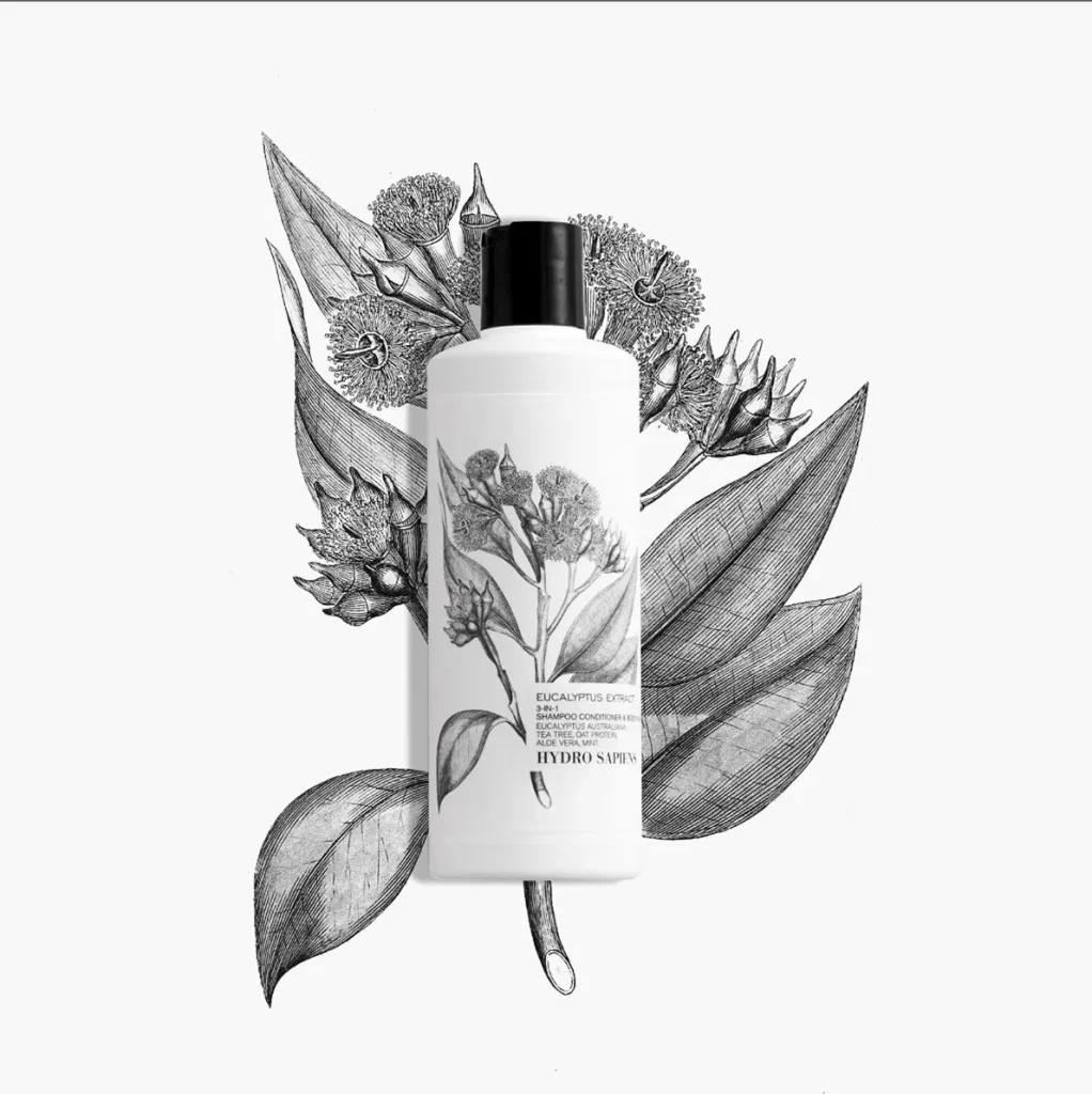 Botanical Shampoo Bottle White Black Cap
