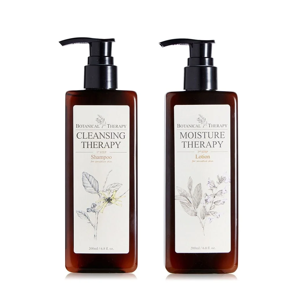 Botanical Therapy Cleansing Therapy Shampoo Bottle Brown Pump Dispenser