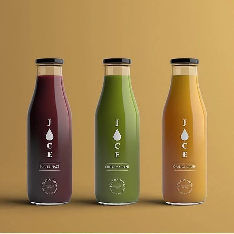 Bottle Glass Purple Green Orange Modern Juice