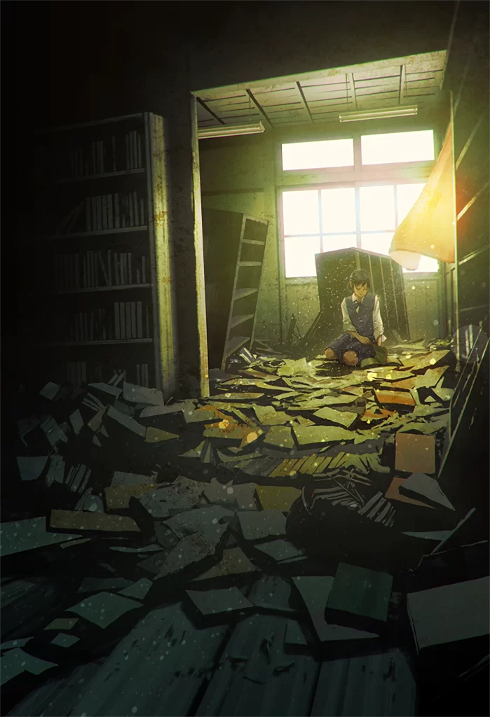 Boy Books Dust Dim Light Ruin