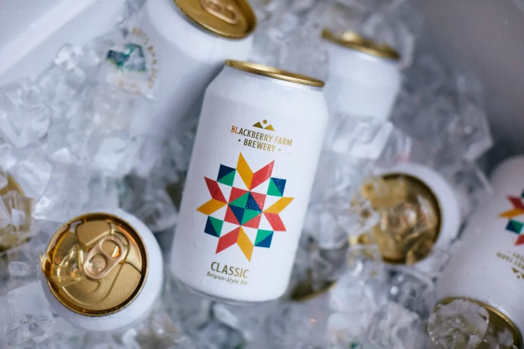 Brewery Can White Gold Color Geometric Design