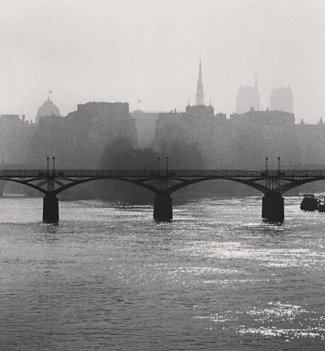 Bridge Silhouetted Cityscape Dramatic High Contrast Atmospheric