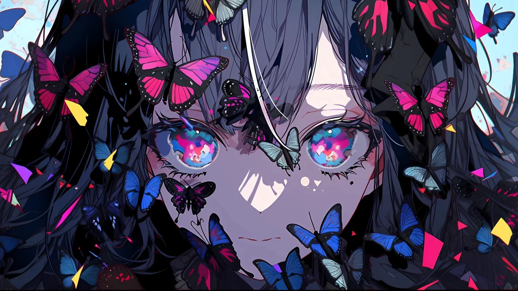 Butterflies Dark Blue Pink Blue Fantasy