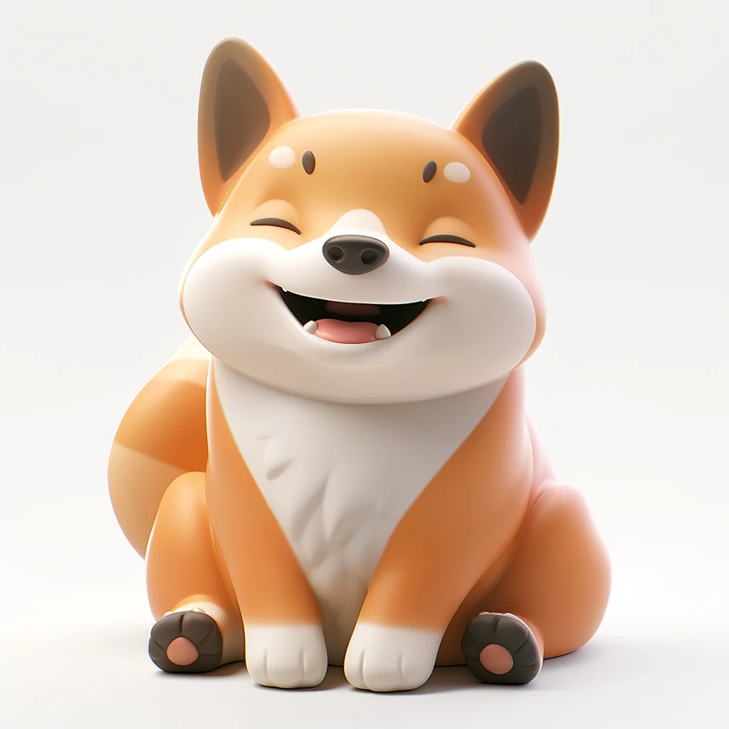 C4D cartoon Shiba 3D dog blind toy cute box Inu smile sit popmart