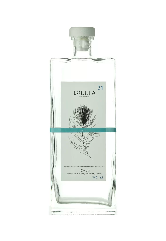 Calm Hyacinth Honey Bubbling Bath Bottle Glass Clear Simple Skincare