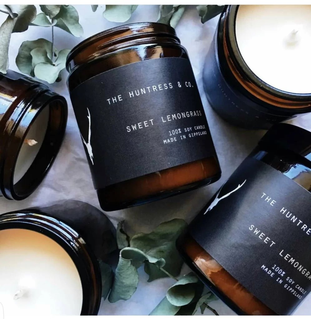Candle Amber Glass Black Label Natural