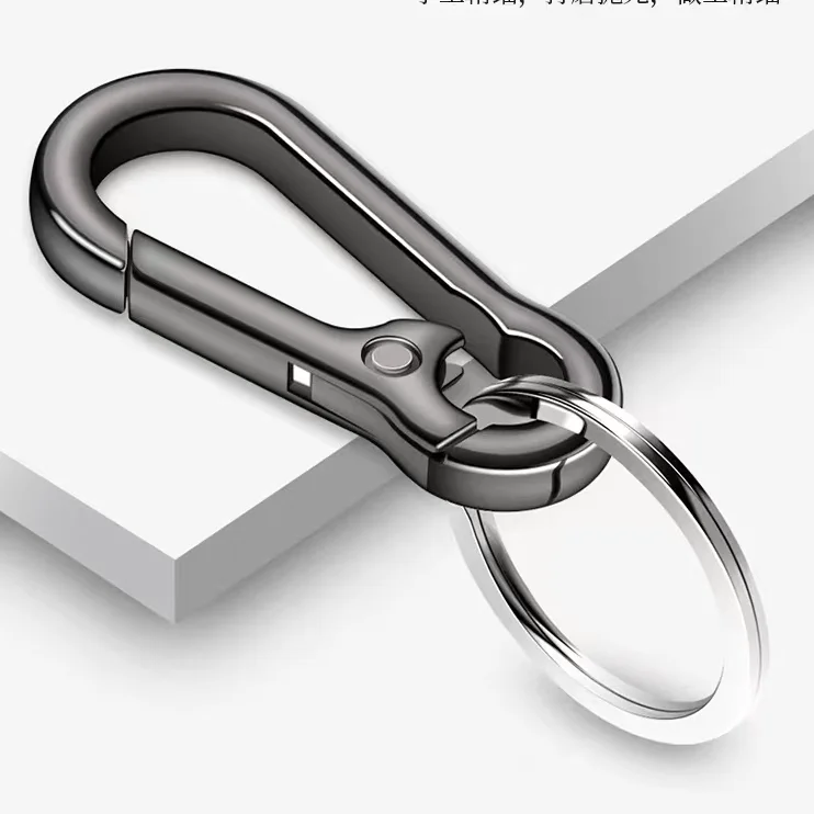 Carabiner Silver Black Keychain